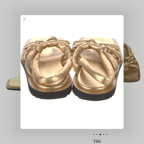TIBI LEATHER GOLDEN SLING BACK SANDA SZ 39 - Picture 10 of 10